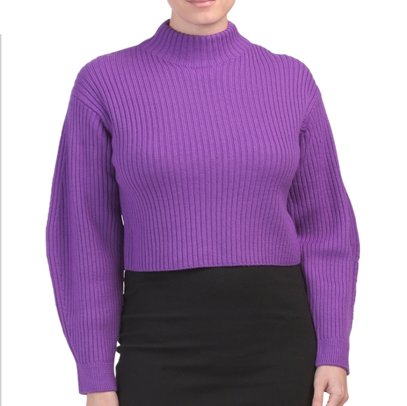 NWT Tibi Rib Structured Merino Wool Purple Sweater - Picture 5 of 8